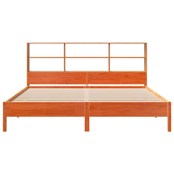 vidaXL Lit bibliothèque sans matelas cire marron 180x200 cm pin massif