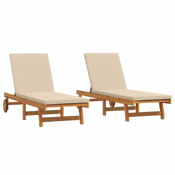 vidaXL Transat 2-personne 2 pcs Marron Bois d'Acacia Massif