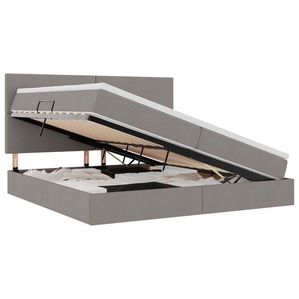 vidaXL Lit avec rangement et LED avec LED Taupe 200 x 200 cm Polyester