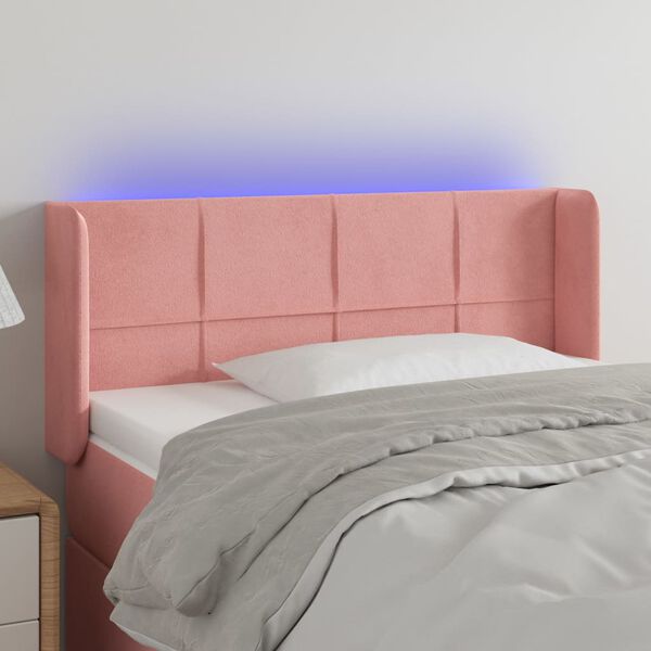 vidaXL T&ecirc;te de lit &agrave; LED Rose 103x16x78/88 cm Velours