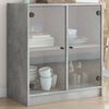 vidaXL Armoire lat&eacute;rale avec portes en verre gris b&eacute;ton 68x37x75,5 cm