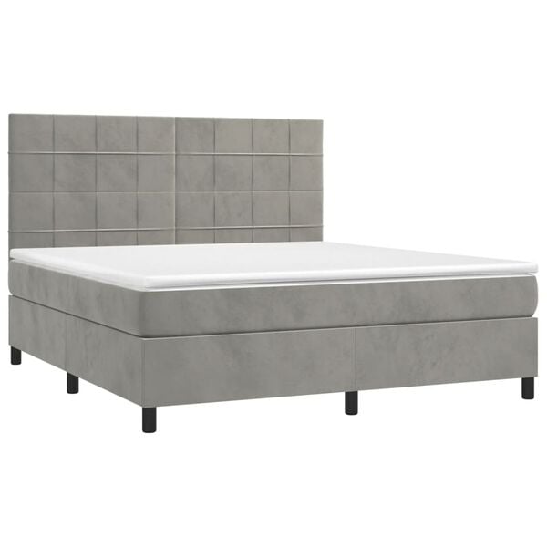 vidaXL Sommier &agrave; lattes de lit matelas et LED Gris clair 160x200 cm