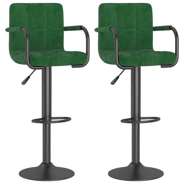 vidaXL Tabourets de bar lot de 2 vert fonc&eacute; velours