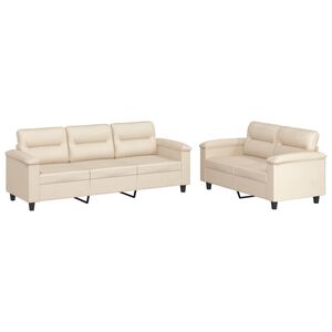 vidaXL Ensemble de canap&eacute;s 2 pcs avec coussins beige tissu microfibre