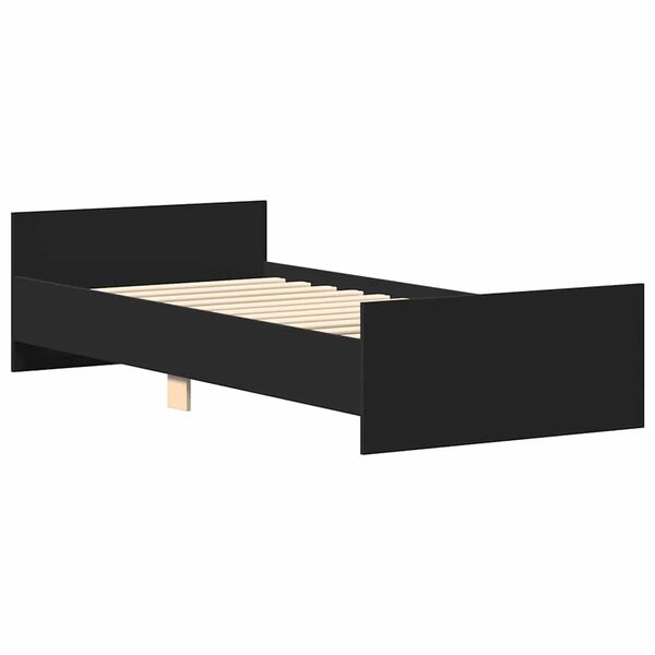vidaXL Cadre de lit sans matelas noir 90x190 cm bois ing&eacute;nierie