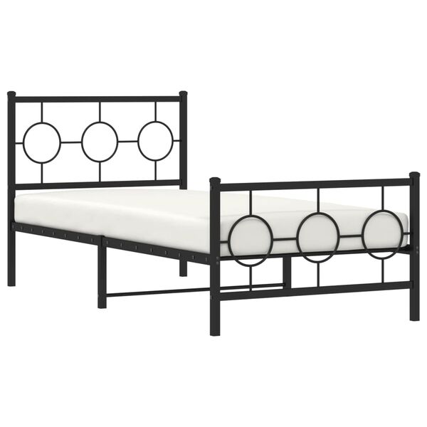 vidaXL Cadre de lit m&eacute;tal sans matelas avec pied de lit noir 90x190 cm