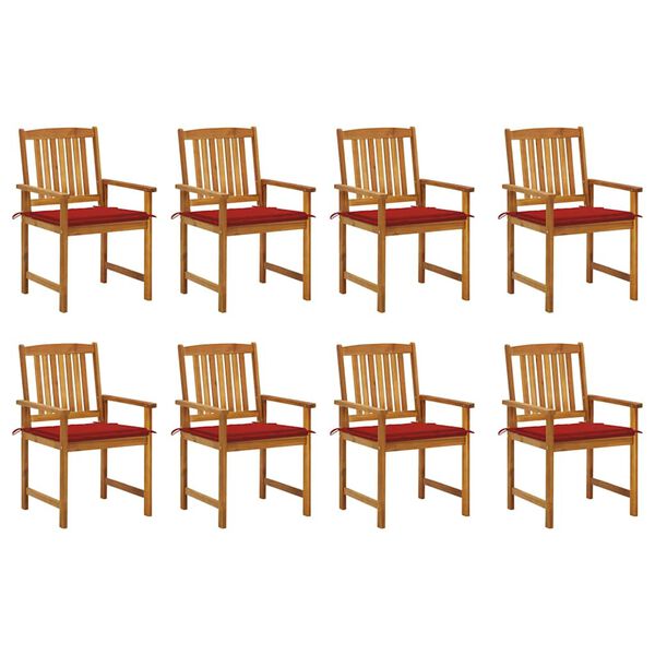 vidaXL Chaises de jardin avec coussins lot de 8 Bois d'acacia solide
