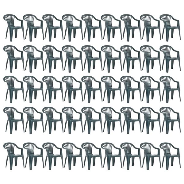 vidaXL Chaises empilables de jardin 45 pcs Plastique Vert