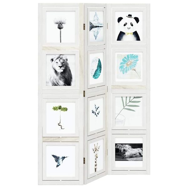 vidaXL Cloison de s&eacute;paration 3 panneaux blanc bois de paulownia massif