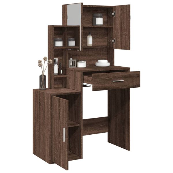 vidaXL Coiffeuse avec armoire ch&ecirc;ne marron 80x35x132 cm