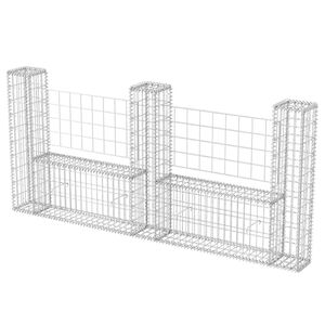 vidaXL Panier de gabion en forme de U Acier galvanis&eacute; 240x20x100 cm