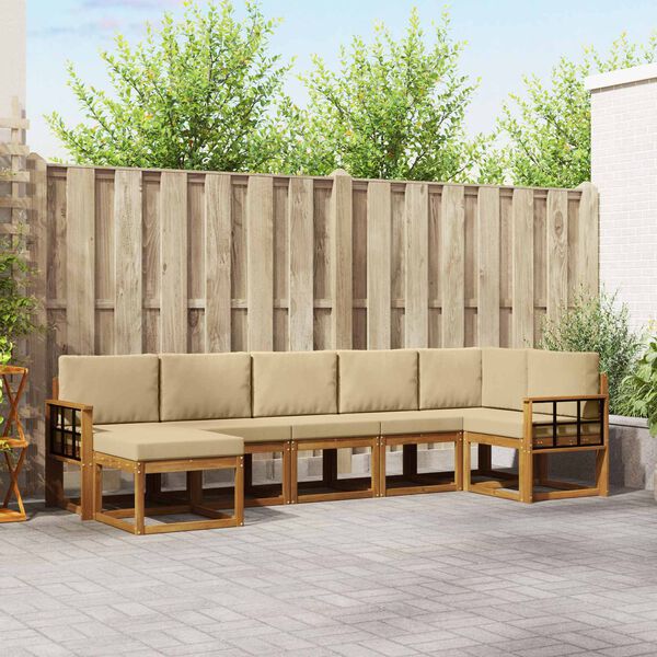 vidaXL Ensemble de canap&eacute;s d'ext&eacute;rieur 7 pcs Naturel et Beige