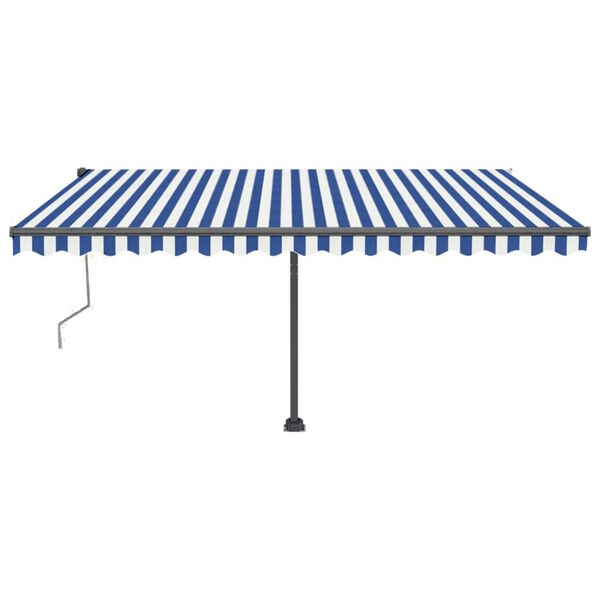vidaXL Auvent automatique sur pied 450x350 cm Bleu/Blanc