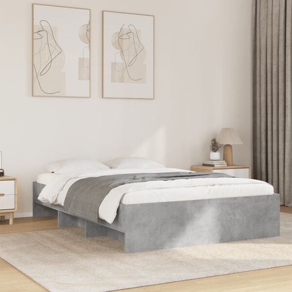 vidaXL Cadre de lit sans matelas gris b&eacute;ton 120x190 cm bois ing&eacute;nierie