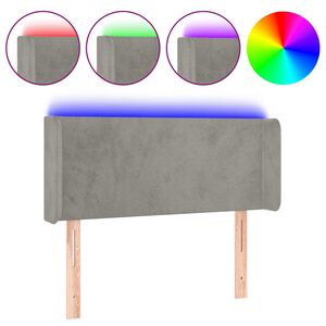 vidaXL T&ecirc;te de lit &agrave; LED Gris clair 83x16x78/88 cm Velours