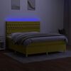 vidaXL Sommier &agrave; lattes de lit et matelas et LED Vert 160x200 cm Tissu