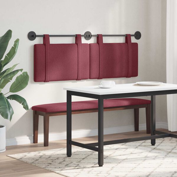 vidaXL T&ecirc;te de lit suspendue Uni Bordeaux 130 x 55 x 5 cm tissu