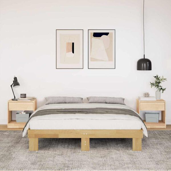 vidaXL Cadre de lit sans matelas 135x190 cm Bois massif Ch&ecirc;ne