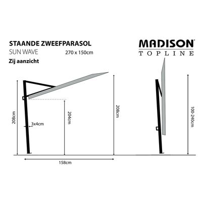 Madison Parasol de balcon Sun Wave 270x150 cm Rouge brique
