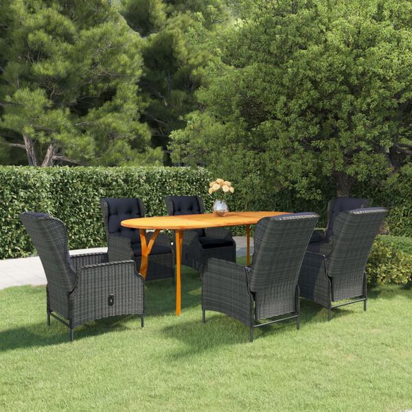 vidaXL Ensemble &agrave; manger de jardin 7 pcs Gris fonc&eacute;