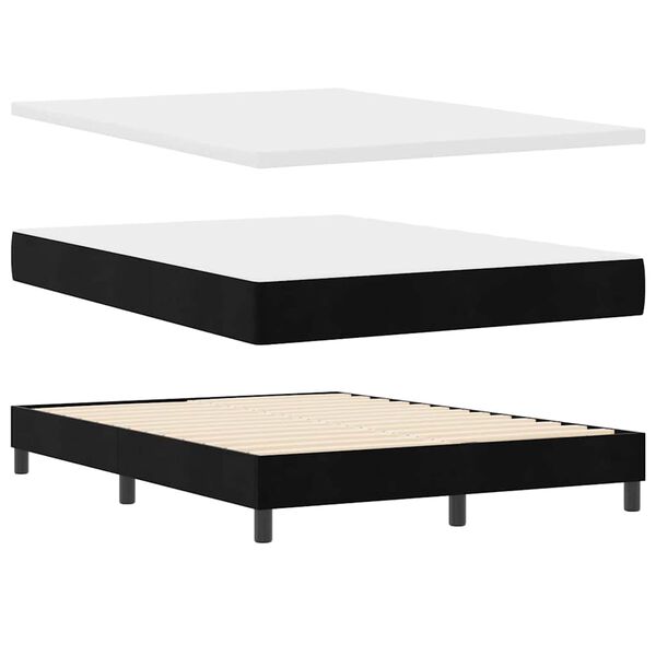 vidaXL Lit &agrave; ressorts avec matelas Noir 190 x 140 cm Velours