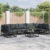 vidaXL Ensemble de canap&eacute; de jardin avec coussin 7 pcs Noir Aluminium