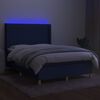 vidaXL Sommier &agrave; lattes de lit matelas et LED Bleu 140x190 cm Tissu
