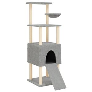 vidaXL Arbre &agrave; chat avec griffoirs en sisal Gris clair 153 cm
