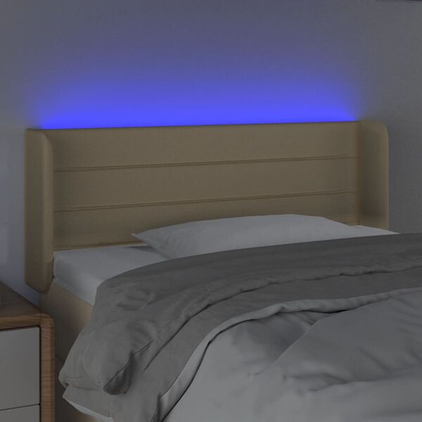 vidaXL T&ecirc;te de lit &agrave; LED Cr&egrave;me 83x16x78/88 cm Tissu