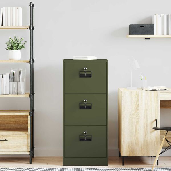 vidaXL Cabinet de Dossier avec tiroir Vert olive 45,5 x 42 x 106,5 cm