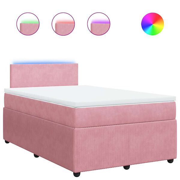 vidaXL Sommier &agrave; lattes de lit avec matelas Rose 120x200 cm Velours