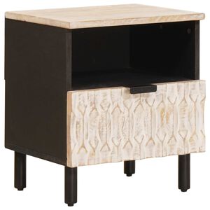 vidaXL Cabinet de chevet Blanc 40 x 33 x 46 cm Bois de mangue massif