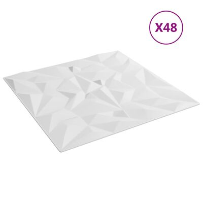 vidaXL Panneaux muraux 48 pcs blanc 50x50 cm XPS 12 m² améthyste