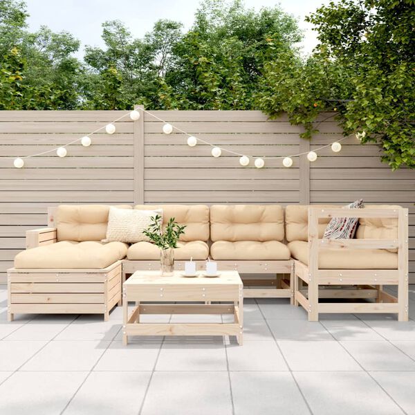 vidaXL Salon de jardin 7 pcs bois de pin massif