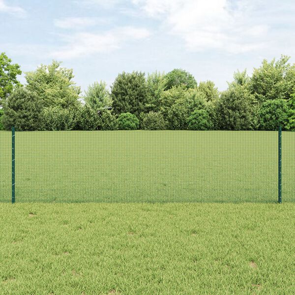 vidaXL Cl&ocirc;ture avec poteau Vert 0,6 x 25 m Acier et PVC