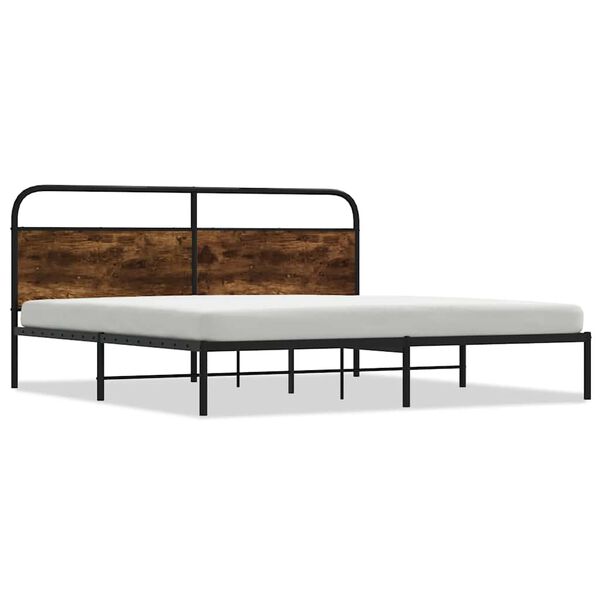 vidaXL Cadre de lit en m&eacute;tal sans matelas ch&ecirc;ne fum&eacute; 200x200 cm