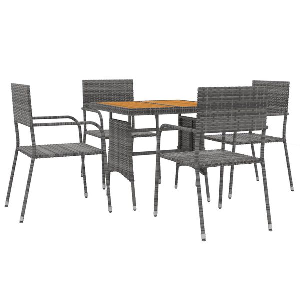 vidaXL Mobilier à dîner d'extérieur 5 pcs Résine tressée Gris