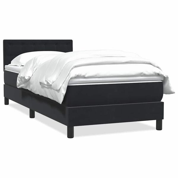 vidaXL Sommier &agrave; lattes de lit avec matelas noir 80x220 cm velours