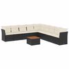 vidaXL Salon de jardin 10 pcs avec coussins noir r&eacute;sine tress&eacute;e