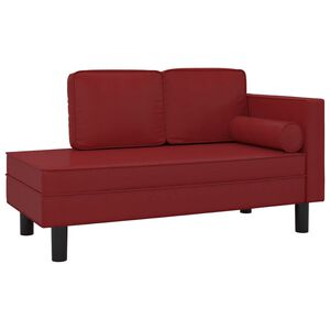vidaXL Chaise longue coussins et traversin rouge bordeaux similicuir