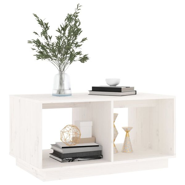 vidaXL Table basse Blanc 80x50x40 cm Bois massif de pin