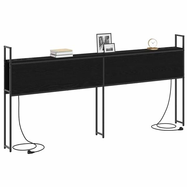 vidaXL Headboard de Rangement avec Station de Charge Ch&ecirc;ne noir