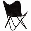 vidaXL Chaise papillon noir taille pour enfants cuir véritable