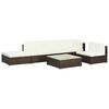 vidaXL Salon de jardin 6 pcs avec coussins R&eacute;sine tress&eacute;e Marron