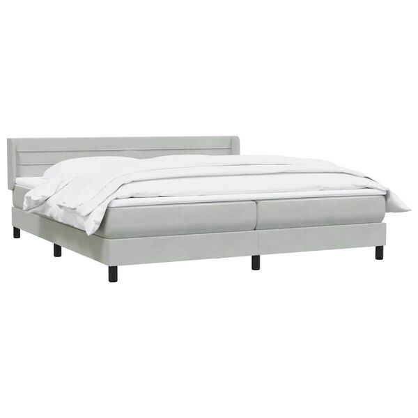 vidaXL Sommier &agrave; lattes de lit et matelas gris clair 180x210cm velours