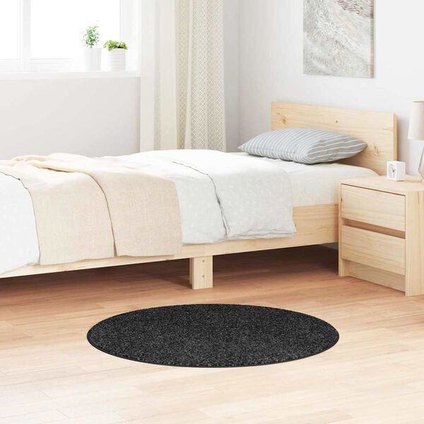 vidaXL Tapis Shaggy Anti-d&eacute;rapant Gris fonc&eacute; 90 x 90 cm PP
