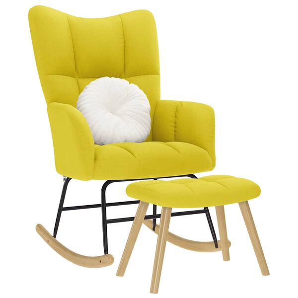 vidaXL Chaise à bascule avec repose-pied jaune clair tissu