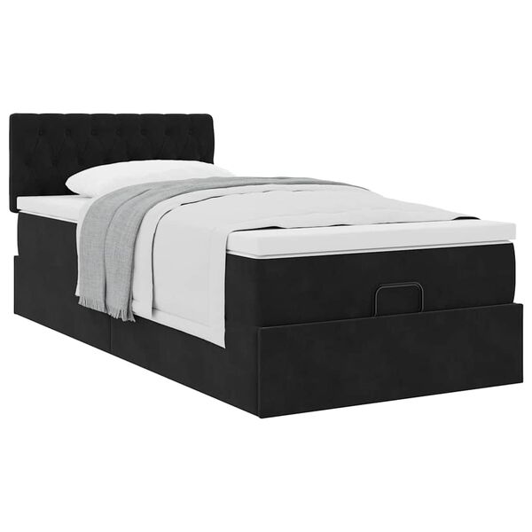 vidaXL Cadre de lit ottoman avec matelas noir 90x190 cm velours