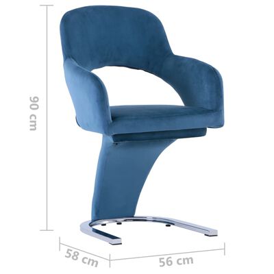 3056582 vidaXL Dining Chairs 4 pcs Blue Velvet (2x287775)