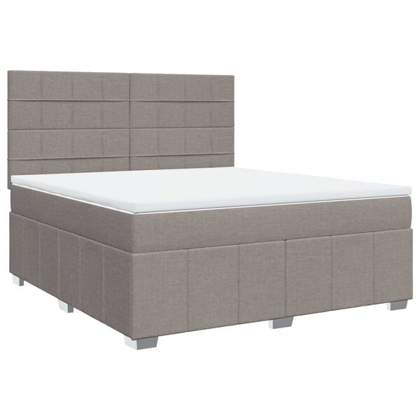 vidaXL Sommier &agrave; lattes de lit avec matelas Taupe 180x200 cm Tissu